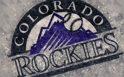 Rockies de Colorado, 4k, American club de b&#233;isbol, el arte geom&#233;trico, gris abstracto de fondo, de la Liga Nacional, MLB, Cincinnati, Colorado, estados UNIDOS, el b&#233;isbol de la Liga Mayor de B&#233;isbol