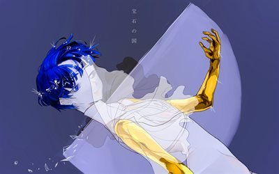 Lapislazzuli, Terra di Lucente, capelli blu, manga, Houseki No Kuni