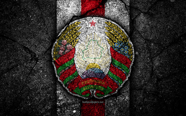 Vitryska fotbollslaget, 4k, emblem, UEFA, Europa, fotboll, asfalt konsistens, Vitryssland, Europeiska nationella fotbollslag, Vitryssland landslaget