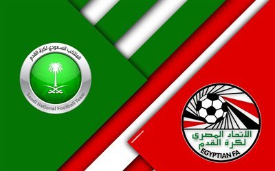Saudiarabien vs Egypten, fotbollsmatch, 4k, FOTBOLLS-Vm 2018, Grupp A, logotyper, material och design, uttag, Ryssland 2018, fotboll, nationella lag, kreativ konst, promo