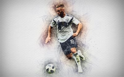 4k, Joshua Kimmich, Saksan jalkapallon joukkue, kuvitus, Kimmich, jalkapallo, jalkapalloilijat, piirustus Joshua Kimmich, Saksan Maajoukkueen