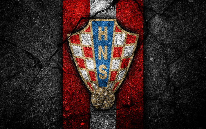 الكرواتي لكرة القدم, 4k, شعار, الاتحاد الاوروبي, أوروبا, كرة القدم, الأسفلت الملمس, كرواتيا, الأوروبية الوطنية لكرة القدم, كرواتيا فريق كرة القدم الوطني