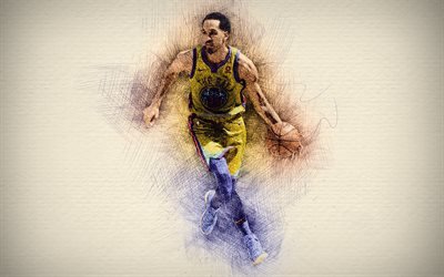 Shaun Livingston, 4k, obras de arte, estrelas de basquete, Golden State Warriors, Livingston, NBA, basquete, desenho Shaun Livingston