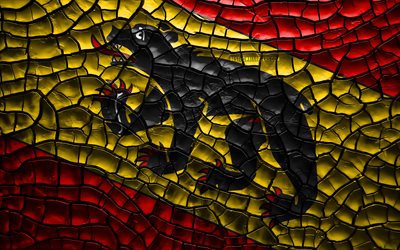Flag of Bern, 4k, swiss cantons, cracked soil, Switzerland, Bern flag, 3D art, Bern, Cantons of Switzerland, administrative districts, Bern 3D flag, Europe