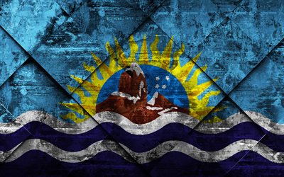 flagge von santa cruz, 4k, grunge, kunst, rhombus grunge-textur in der argentinischen provinz santa cruz flagge, argentinien, nationalen symbolen, santa cruz, provinzen von argentinien, kreative kunst