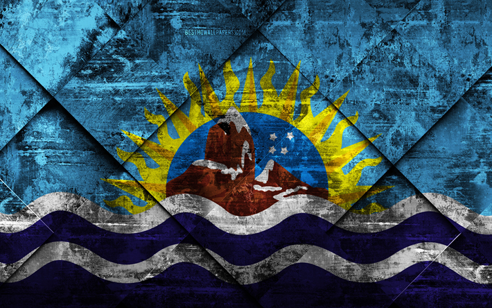 Bandiera di Santa Cruz, 4k, grunge, arte, rombo grunge, texture, Provincia Argentina di Santa Cruz, bandiera, Argentina, simboli nazionali, Santa Cruz, province dell&#39;Argentina, arte creativa