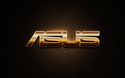 Asus glitter-logo, luova, metalli ruudukon tausta, Asus-logo, merkkej&#228;, Asus