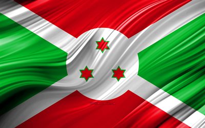 4k, Burundi flag, African countries, 3D waves, Flag of Burundi, national symbols, Burundi 3D flag, art, Africa, Burundi