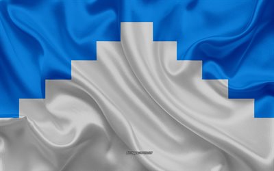 Flagga av Akershus, 4k, silk flag, norska l&#228;n, siden konsistens, L&#228;nen i Norge, Akershus flagga, Norge, Europa, Akershus