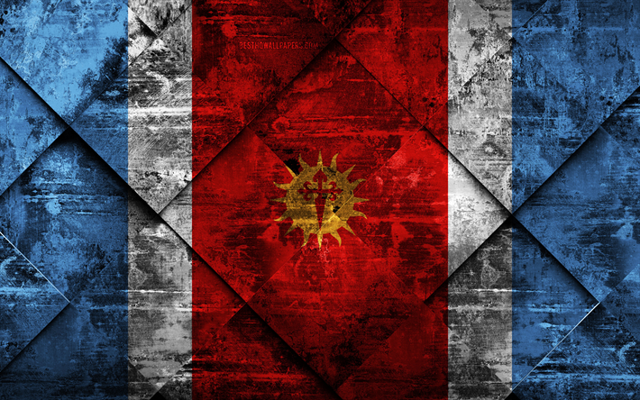 Flag of Santiago del Estero, 4k, grunge art, rhombus grunge texture, Argentine Province, Santiago del Estero flag, Argentina, national symbols, Santiago del Estero, provinces of Argentina, creative art