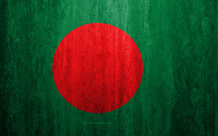 Flag of Bangladesh, 4k, stone background, grunge flag, Asia, Bangladesh flag, grunge art, national symbols, Bangladesh, stone texture