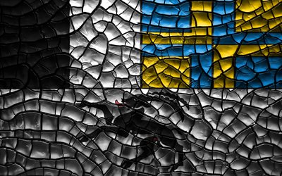 Flag of Grisons, 4k, swiss cantons, cracked soil, Switzerland, Grisons flag, 3D art, Grisons, Cantons of Switzerland, administrative districts, Grisons 3D flag, Europe