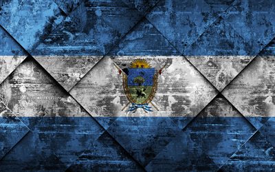flagge von la pampa, 4k, grunge, kunst, rhombus grunge-textur, die argentinische provinz la pampa flagge, argentinien, nationalen symbolen, la pampa, provinzen von argentinien, kreative kunst