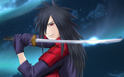 Sharingan with sword, Naruto characters, manga, artwork, Naruto, Madara Uchiha, Sharingan