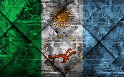 flagge der provinz chaco, 4k, grunge, kunst, rhombus grunge-textur in der argentinischen provinz chaco flag, argentinien, nationalen symbolen, chaco, provinzen von argentinien, kreative kunst