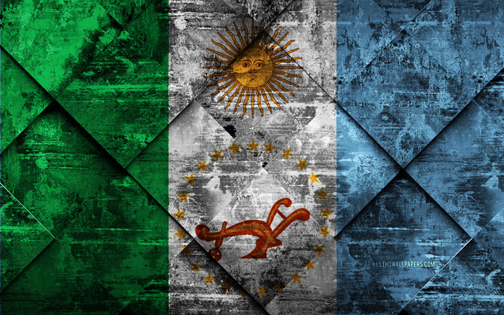 Flagga f&#246;r Chaco, 4k, grunge konst, rhombus grunge textur, Argentinska Provinsen, Chaco flagga, Argentina, nationella symboler, Chaco, provinser i Argentina, kreativ konst