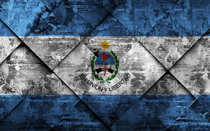 Bandiera di San Juan, 4k, grunge, arte, rombo grunge, texture, Provincia Argentina di San Juan bandiera, Argentina, simboli nazionali, San Juan, province dell&#39;Argentina, arte creativa