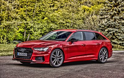 Audi A6 Avant, 4k, HDR, 2019 bilar, tuning, red A6 Avant, vagnar, 2019 Audi A6 Avant, tyska bilar, Audi