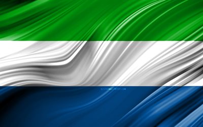 4k, Serra Leoa bandeira, Pa&#237;ses da &#225;frica, 3D ondas, Bandeira de Serra Leoa, s&#237;mbolos nacionais, Serra Leoa 3D bandeira, arte, &#193;frica, Serra Leoa