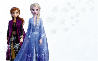 Frozen 2, 2019, promotional materials, 4k, elsa, anna, main characters