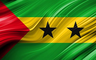 4k, Sao Tome ve Principe bayrağı, Afrika &#252;lkeleri, 3D dalgalar, Sao Tome ve Principe Bayrak, ulusal semboller, Sao Tome ve Principe 3D bayrak, sanat, Afrika, Sao Tome ve Principe