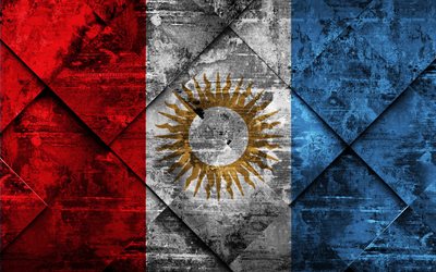 Flag of Cordoba, 4k, grunge art, rhombus grunge texture, Argentine Province, Cordoba flag, Argentina, national symbols, Cordoba, provinces of Argentina, creative art