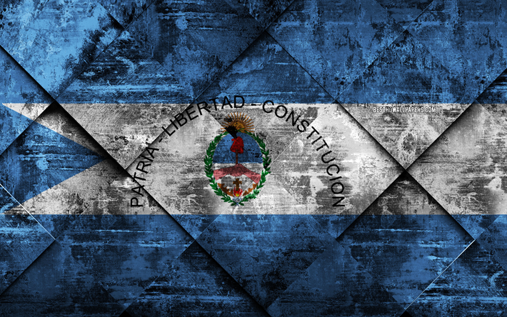 Lipun Corrientes, 4k, grunge art, rhombus grunge tekstuuri, Argentiinan Maakunnassa, Corrientes lippu, Argentiina, kansalliset symbolit, Virtaukset, maakunnissa Argentiina, creative art