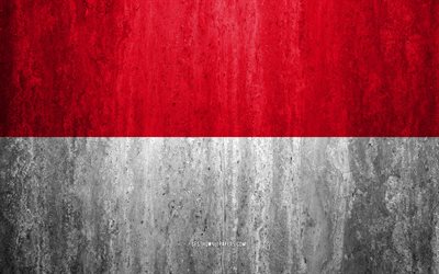 Flaggan i Indonesien, 4k, sten bakgrund, grunge flagga, Asien, Indonesien flagga, grunge konst, nationella symboler, Indonesien, sten struktur
