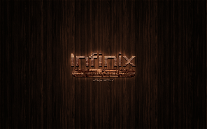 Infinix Mobile logo, logo en bois, en bois, fond, Infinix Mobile, embl&#232;me, marques, en bois art