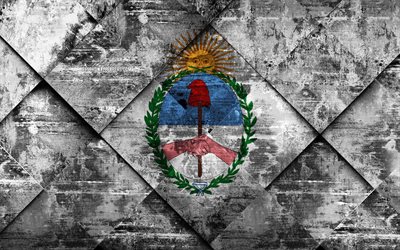 Flag of Jujuy, 4k, grunge art, rhombus grunge texture, Argentine Province, Jujuy flag, Argentina, national symbols, Jujuy, provinces of Argentina, creative art