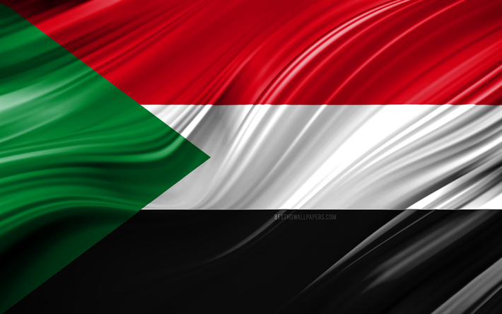 4k, Sudanin lippu, Afrikan maissa, 3D-aallot, kansalliset symbolit, Sudanin 3D flag, art, Afrikka, Sudan