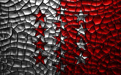 Flag of Valais, 4k, swiss cantons, cracked soil, Switzerland, Valais flag, 3D art, Valais, Cantons of Switzerland, administrative districts, Valais 3D flag, Europe