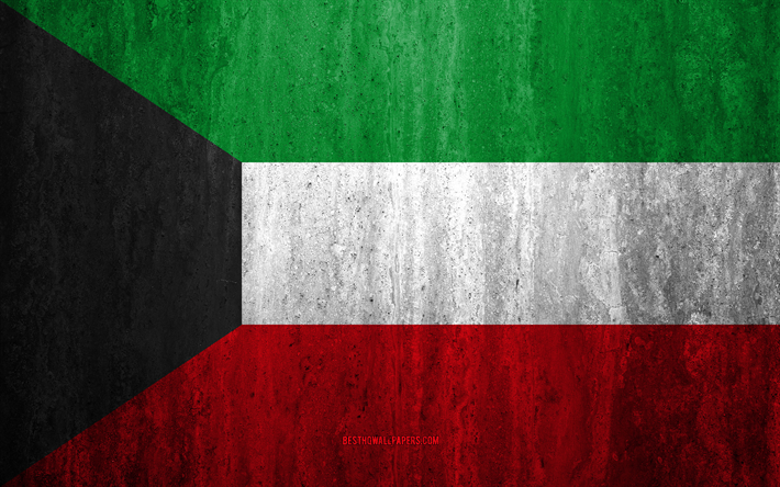 Drapeau du Kowe&#239;t, 4k, pierre fond, grunge drapeau, l&#39;Asie, le drapeau du Koweit, grunge art, symboles nationaux, le Kowe&#239;t, la texture de pierre