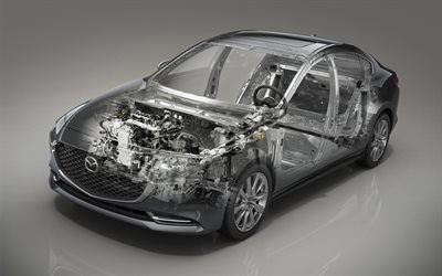 Mazda 3, 2020, car structure, scheme, car body structure, new mazda 3, japanese cars