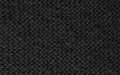 svart stickad texturer, makro, ull texturer, svart stickad bakgrund, close-up, svart bakgrund, stickad texturer, tyg texturer