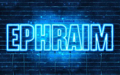 Ephraim, 4k, wallpapers with names, horizontal text, Ephraim name, Happy Birthday Ephraim, blue neon lights, picture with Ephraim name