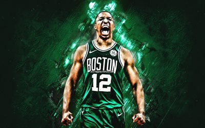 Grant Williams, NBA, Boston Celtics, in pietra verde di sfondo, Giocatore di Basket Americano, ritratto, stati UNITI, basket, Boston Celtics giocatori