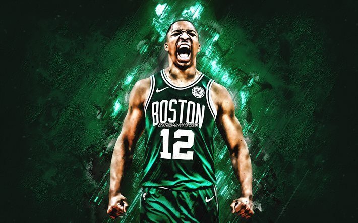 Grant Williams, NBA, Boston Celtics, in pietra verde di sfondo, Giocatore di Basket Americano, ritratto, stati UNITI, basket, Boston Celtics giocatori