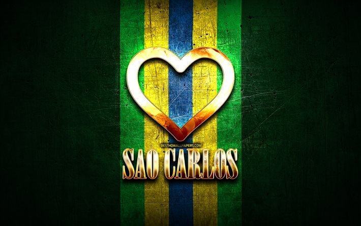 Rakastan Sao Carlos, brasilian kaupungeissa, kultainen kirjoitus, Brasilia, kultainen syd&#228;n, Sao Carlos, suosikki kaupungeissa, Rakkaus Sao Carlos