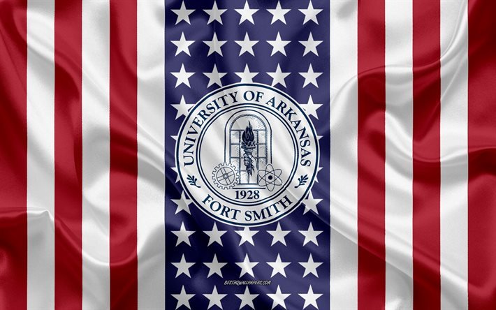 Universidade de Arkansas-Fort Smith Emblema, Bandeira Americana, Universidade de Arkansas-Fort Smith logotipo, Fort Smith, Arkansas, EUA, Emblema da Universidade de Arkansas-Fort Smith