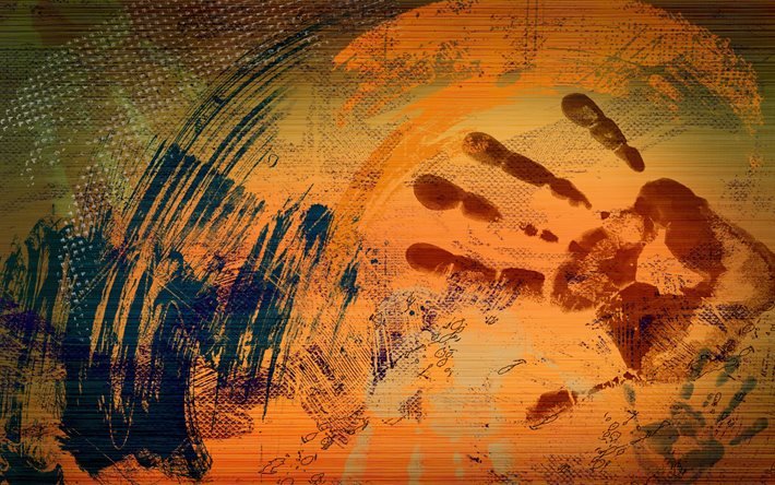 hand prints, grunge, kunst, kreative, abstrakte kunst, grunge-hintergr&#252;nde, artwork, hintergrund mit hand-drucke