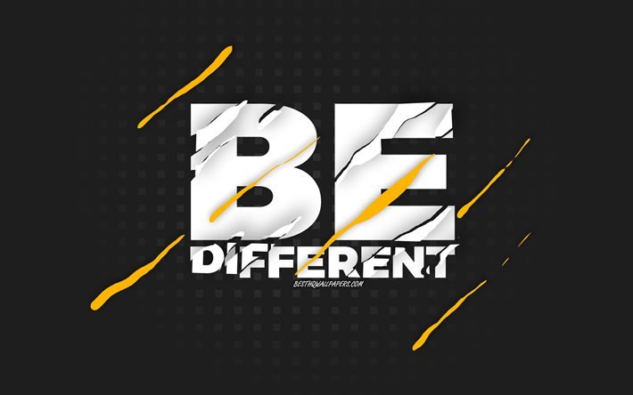 Be different, black background, creative art, Be different concepts, motivation quotes, inspiration