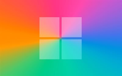 Windows logo, artwork, rainbow backgrounds, operating systems, Windows new logo, Windows