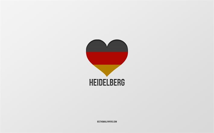 I Love Heidelberg, German cities, gray background, Germany, German flag heart, Heidelberg, favorite cities, Love Heidelberg