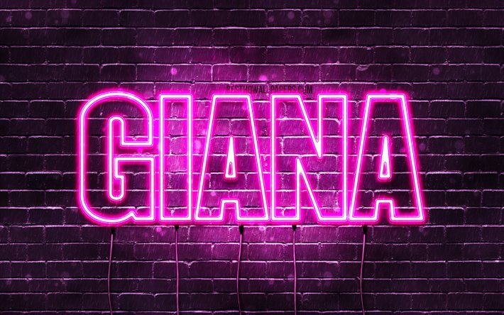 Giana, 4k, pap&#233;is de parede com os nomes de, nomes femininos, Giana nome, roxo luzes de neon, Feliz Anivers&#225;rio Giana, imagem com Giana nome