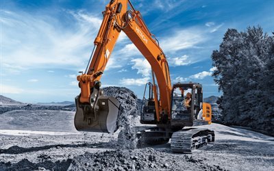 Hitachi ZX210LC, crawler excavator, construction machinery, road construction, excavators, Hitachi