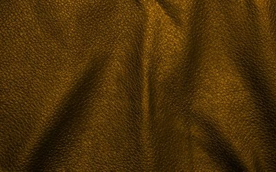 黄色の革の背景, 4k, 波皮革, 革の背景, 皮革, 黄色の皮革