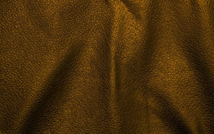 yellow leather background, 4k, wavy leather textures, leather backgrounds, leather textures, yellow leather textures