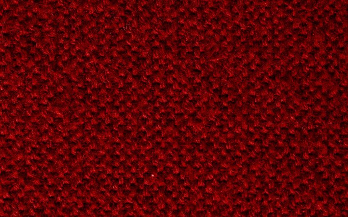 punainen neulottu kuvioita, makro, villa kuvioita, punainen neulottu taustat, l&#228;hikuva, punainen taustat, neulottu kuvioita, kangas kuvioita