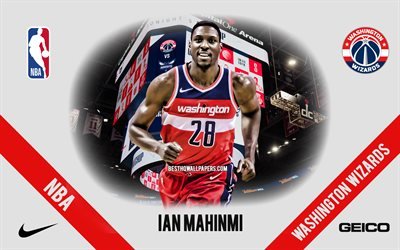 Ian Mahinmi, Washington Wizards, French Basketball Player, NBA, portrait, USA, basketball, Capital One Arena, Washington Wizards logo
